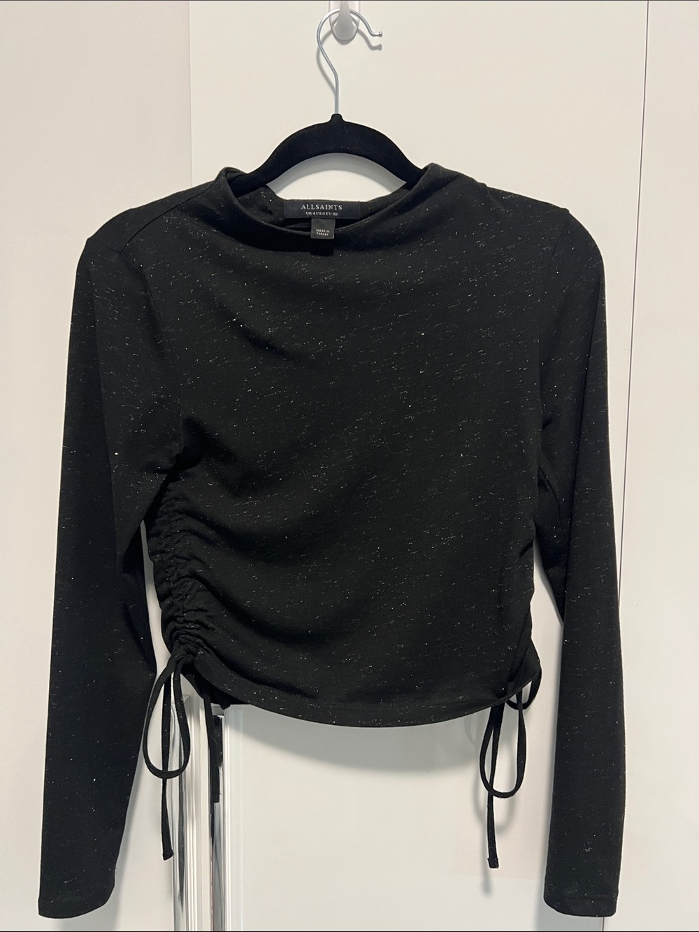 All Saints Black Cinched-Side Long Sleeve Top